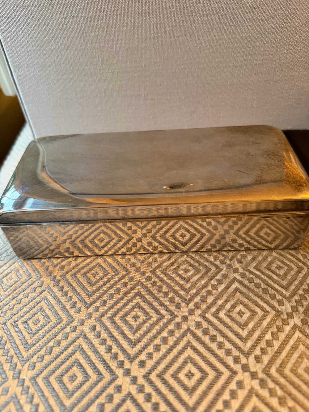 Poole Silver Cigarette Box Wood lined Decorative Trinket Box - Silver